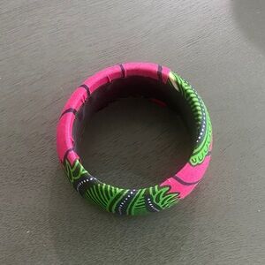Tropical Pink and Green Patterned Bangle